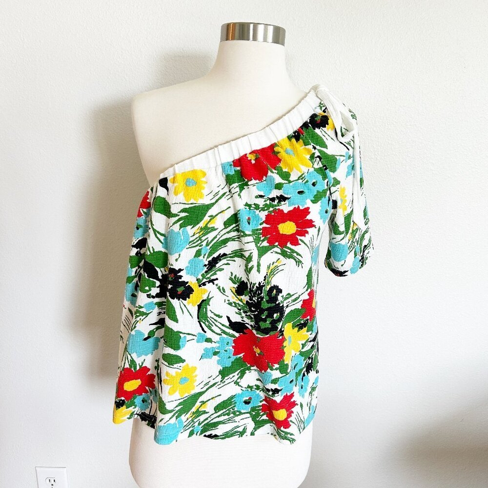 Porridge Shirt S Floral One Shoulder Larsa Top Colorful Anthropologie